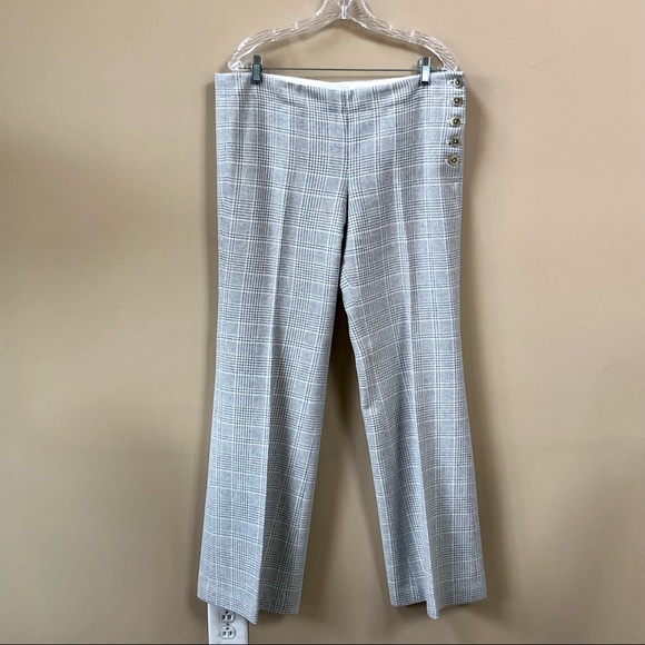 Anthro Elevenses Brighton Gray Plaid Wool Pants 12